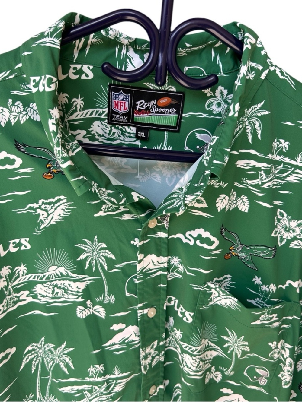 PHILADELPHIA EAGLES Throwback Performance Button Front Shirt Size 3XL NFL - Picture 4 of 12